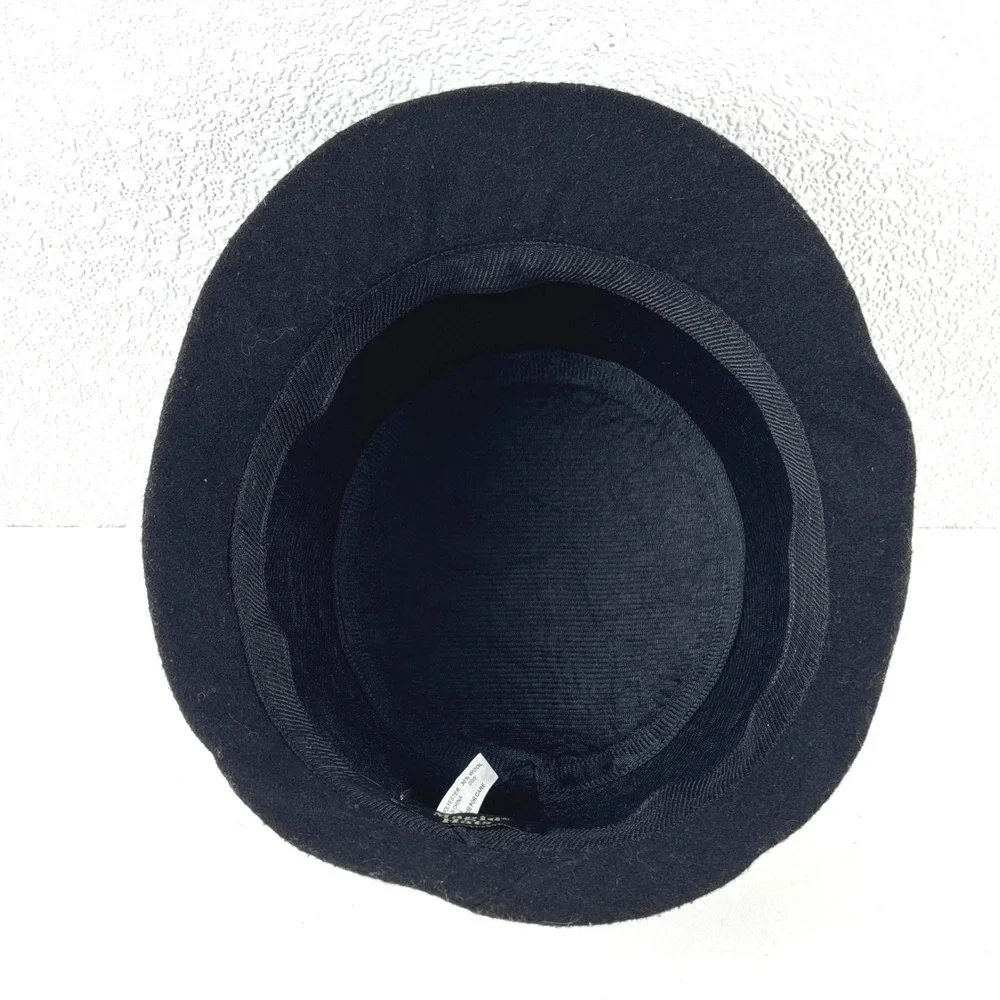 Magid Hats Cloche Bucket Hat Womens OS Black Wool Blend Studded Trim‎ Flapper